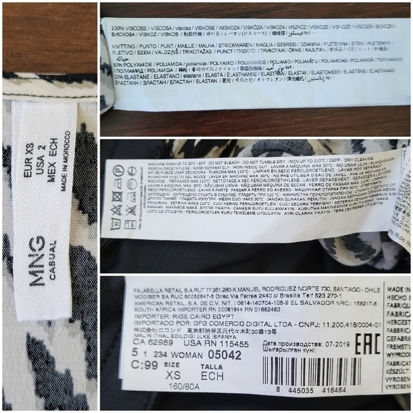 MNG Mango Zebra Animal Print Long Sleeve Surplice Front Bodysuit Women's Size 2 - Picture 6 of 10